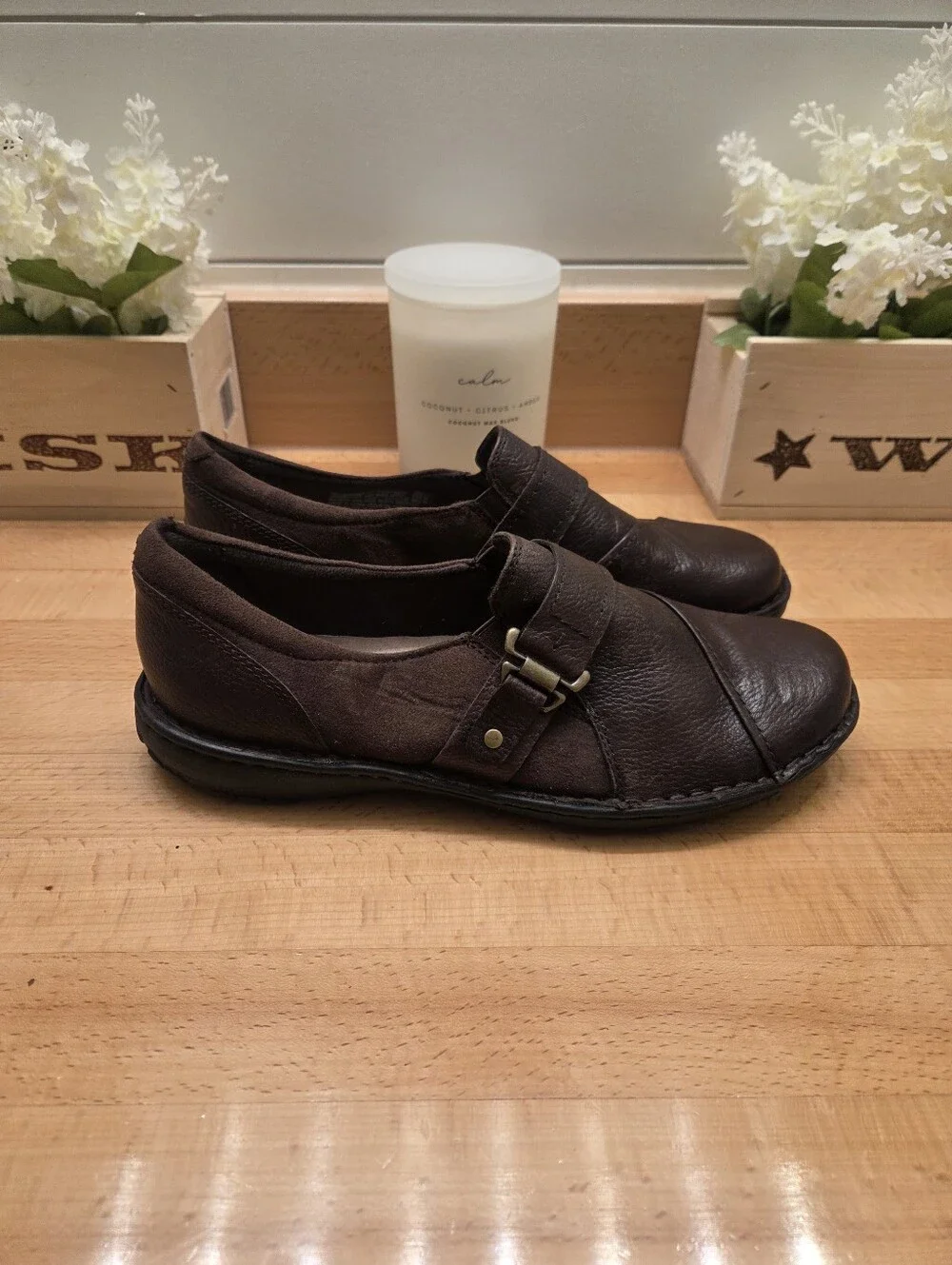 Earth Spirit Gelron Brown Leather Comfort Slip-On Loafer Womens Size 11
